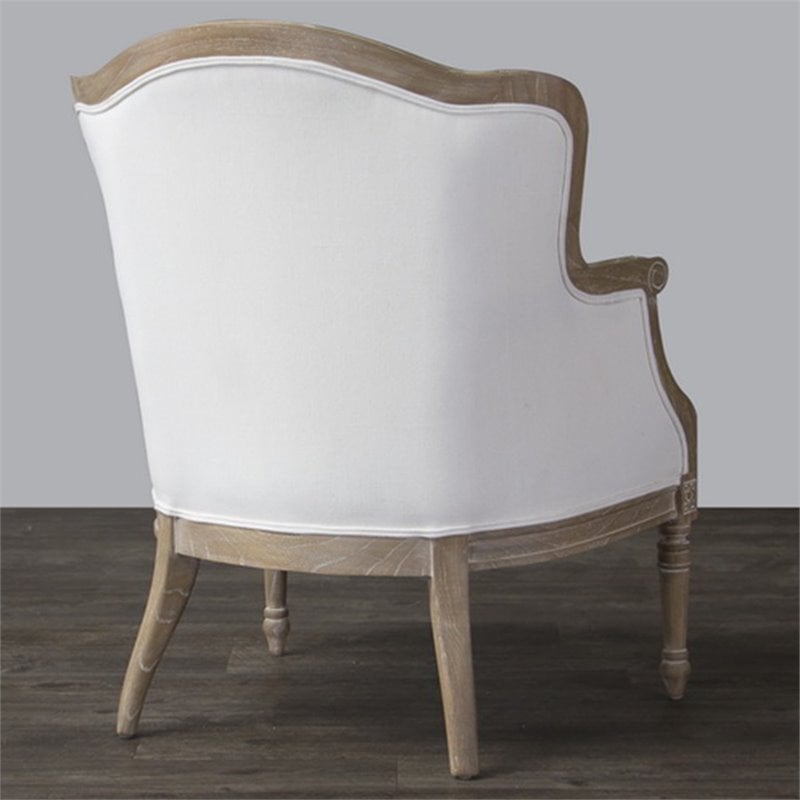 Home Square 2 Piece Cotton Fabric Accent Chair Set in Beige and Brown Oak