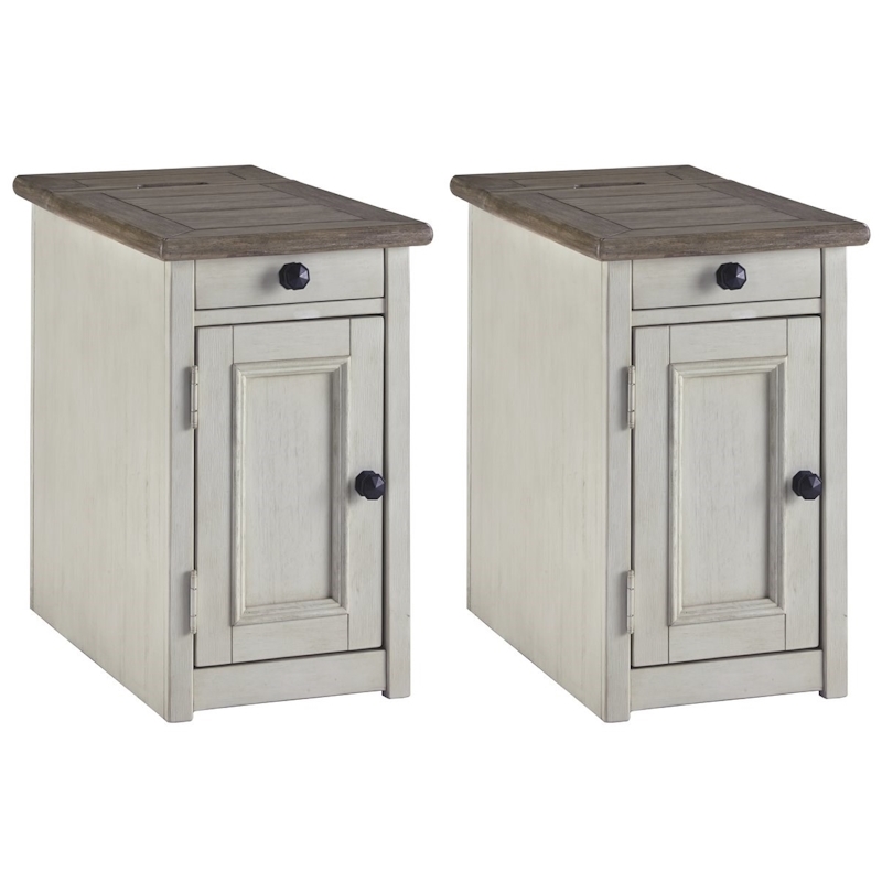 Home Square 2 Piece Engineered Wood End Table Set in Gray and Brown