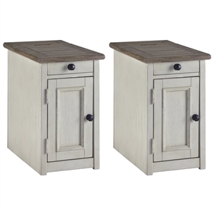 Home Square 2 Piece Engineered Wood End Table Set in Gray and Brown