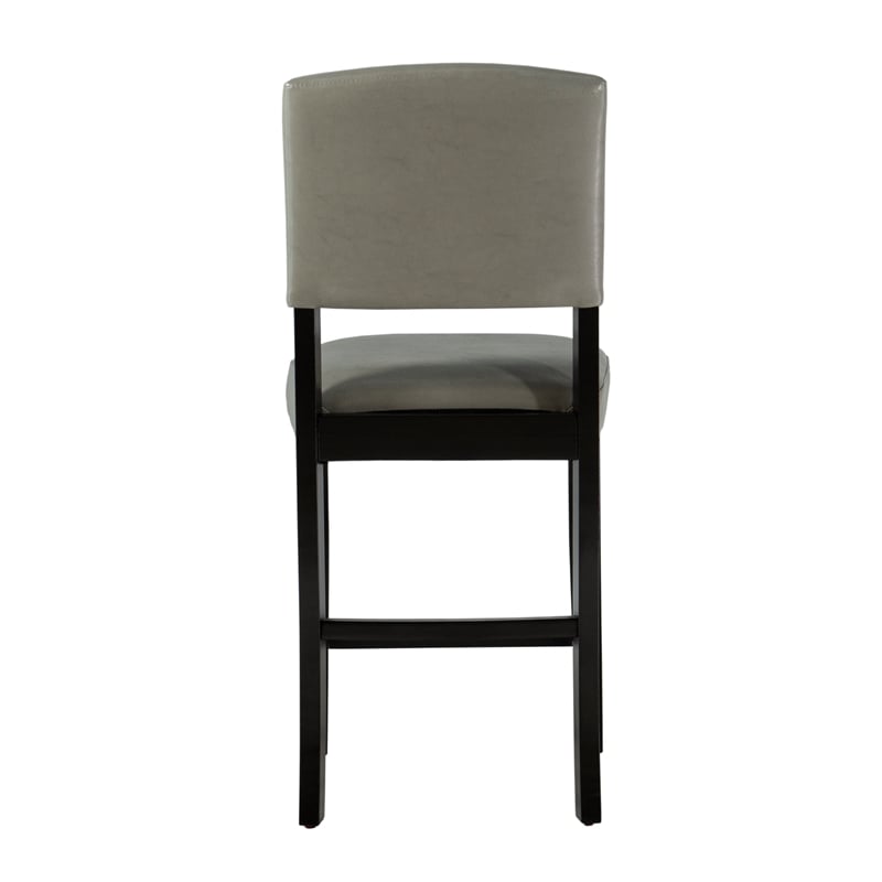 Home Square 2 Piece Faux Leather Upholstered Wood Counter Stool Set in Dove Gray