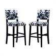 Home Square 2 Piece Cow Print Wood Bar Stool Set in Black