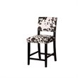 Home Square 2 Piece Cow Print Wood Counter Stool Set in Black