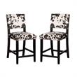 Home Square 2 Piece Cow Print Wood Counter Stool Set in Black