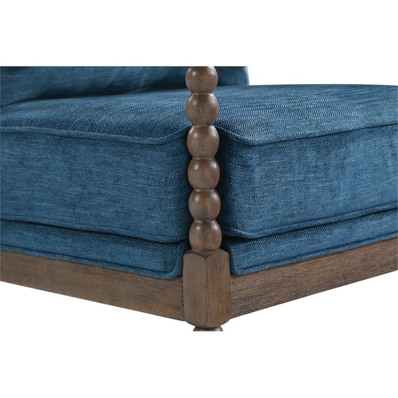 Home Square 2 Piece Linen Fabric Spindle Chair Set with Wood Frame in Navy Blue