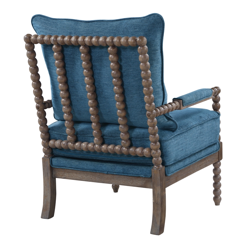 Home Square 2 Piece Linen Fabric Spindle Chair Set with Wood Frame in Navy Blue