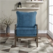 Home Square 2 Piece Linen Fabric Spindle Chair Set with Wood Frame in Navy Blue