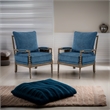 Home Square 2 Piece Linen Fabric Spindle Chair Set with Wood Frame in Navy Blue
