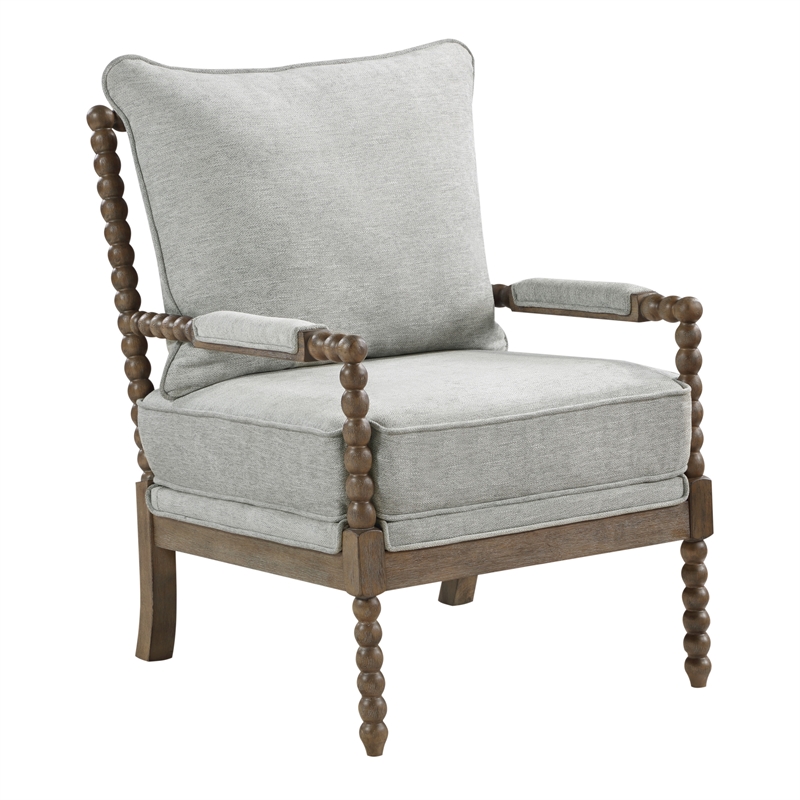 Home Square 2 Piece Linen Fabric Spindle Chair Set with Wood Frame in Smoke Gray