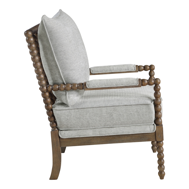 Home Square 2 Piece Linen Fabric Spindle Chair Set with Wood Frame in Smoke Gray