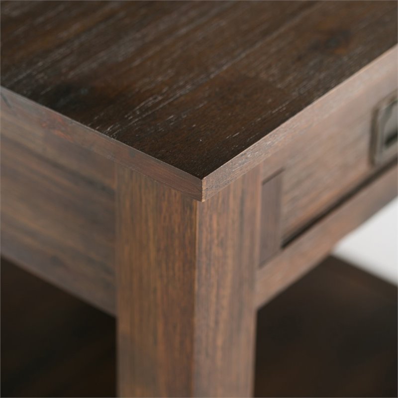 Home Square 2 Piece Wood End Table Set in Distressed Charcoal Brown