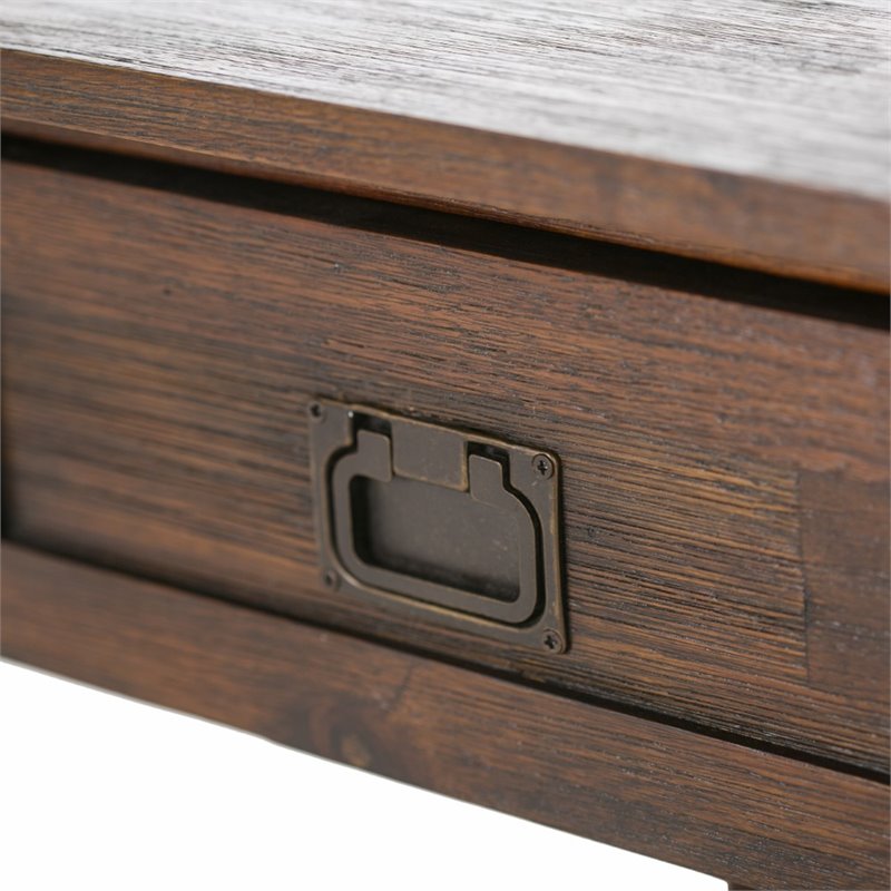 Home Square 2 Piece Wood End Table Set in Distressed Charcoal Brown