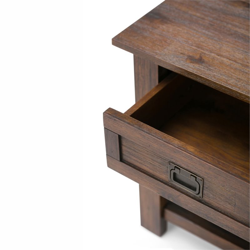 Home Square 2 Piece Wood End Table Set in Distressed Charcoal Brown