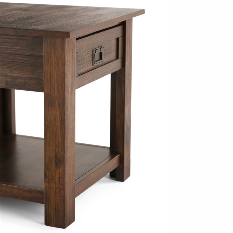 Home Square 2 Piece Wood End Table Set in Distressed Charcoal Brown