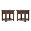 Home Square 2 Piece Wood End Table Set in Distressed Charcoal Brown