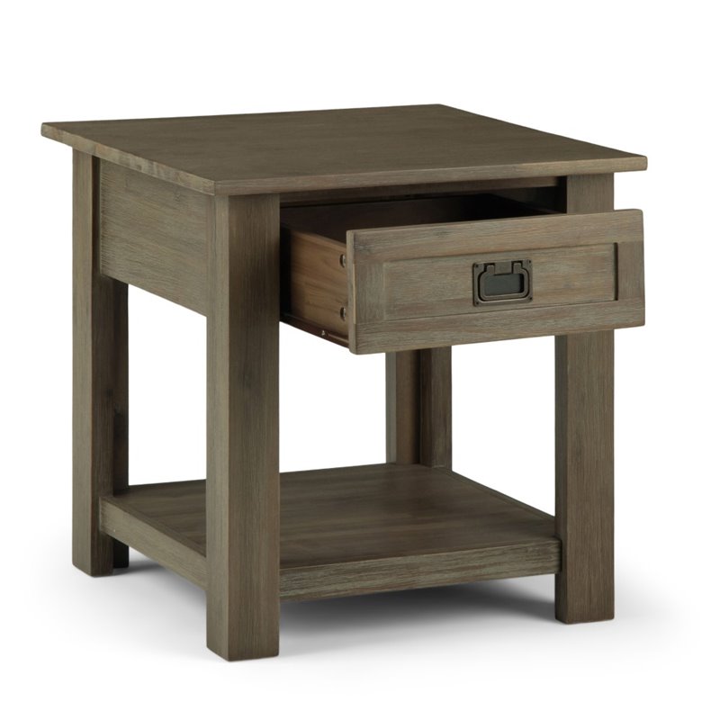 Home Square 2 Piece Wood End Table Set in Distressed Gray