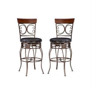 Home Square 2 Piece Big and Tall Metal Scroll Back Bar Stool Set in Bronze