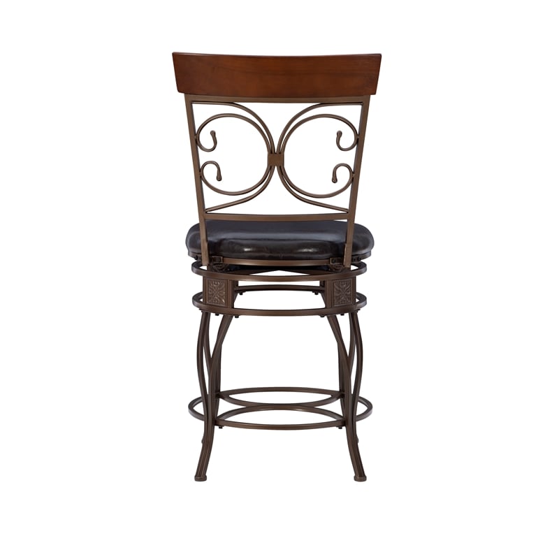 Home Square 2 Piece Big and Tall Metal Scroll Back Counter Stool Set in Bronze