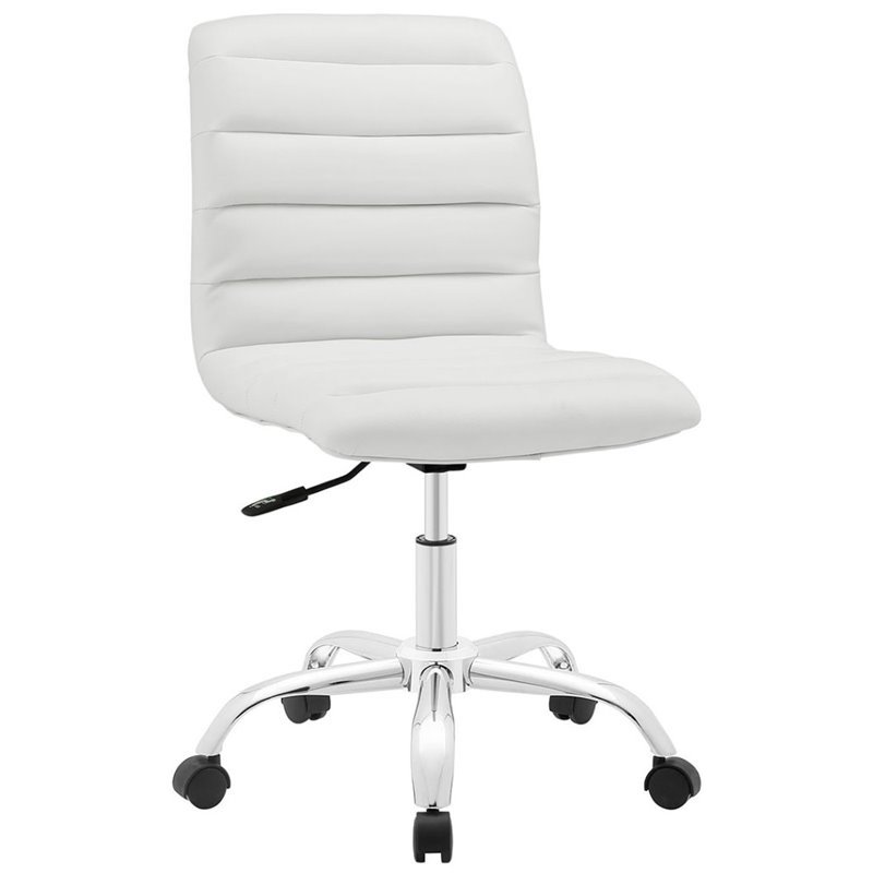 Home Square 2 Piece Mid Back Armless Swivel Office Chair Set in White