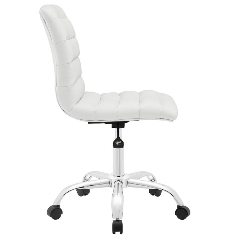 Home Square 2 Piece Mid Back Armless Swivel Office Chair Set in White