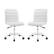 Home Square 2 Piece Mid Back Armless Swivel Office Chair Set in White