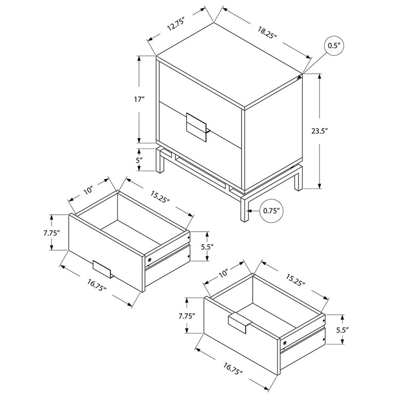 Home Square 2 Piece Storage Accent End Table Set in White and Chrome
