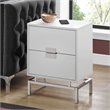 Home Square 2 Piece Storage Accent End Table Set in White and Chrome