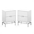 Home Square 2 Piece Storage Accent End Table Set in White and Chrome