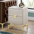 Home Square 2 Piece Storage Accent End Table Set in Beige and Gold