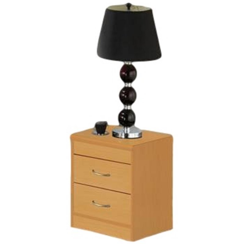 Home Square Contemporary 2 Drawer Wooden Nightstand Set in Beige (Set of 2)