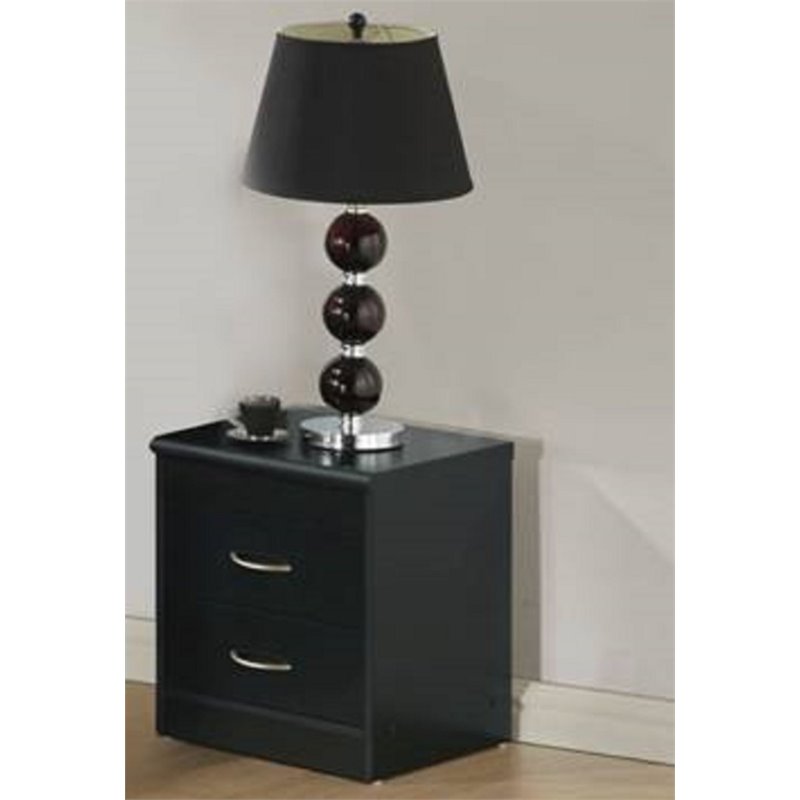 Home Square Contemporary 2 Drawer Wooden Nightstand Set in Black (Set of 2)