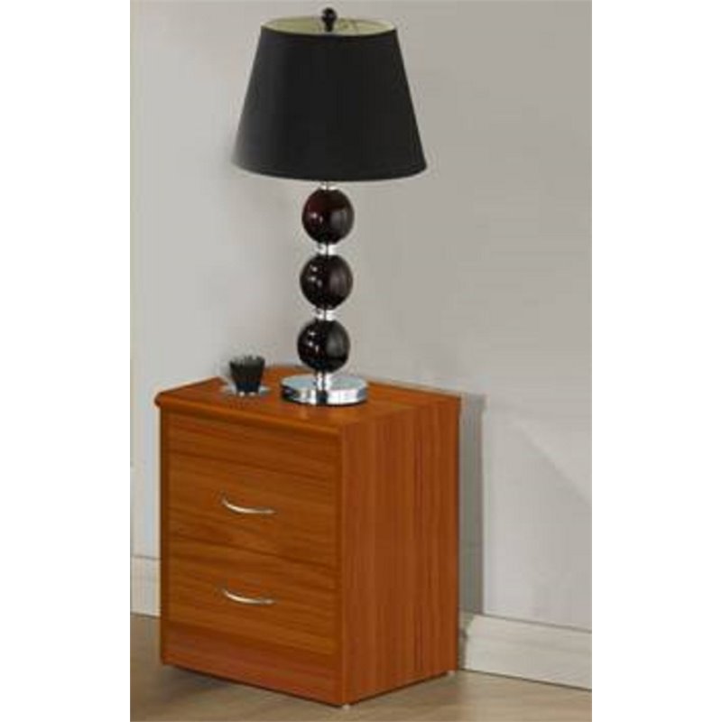 Home Square Contemporary 2 Drawer Wooden Nightstand Set in Cherry (Set of 2)