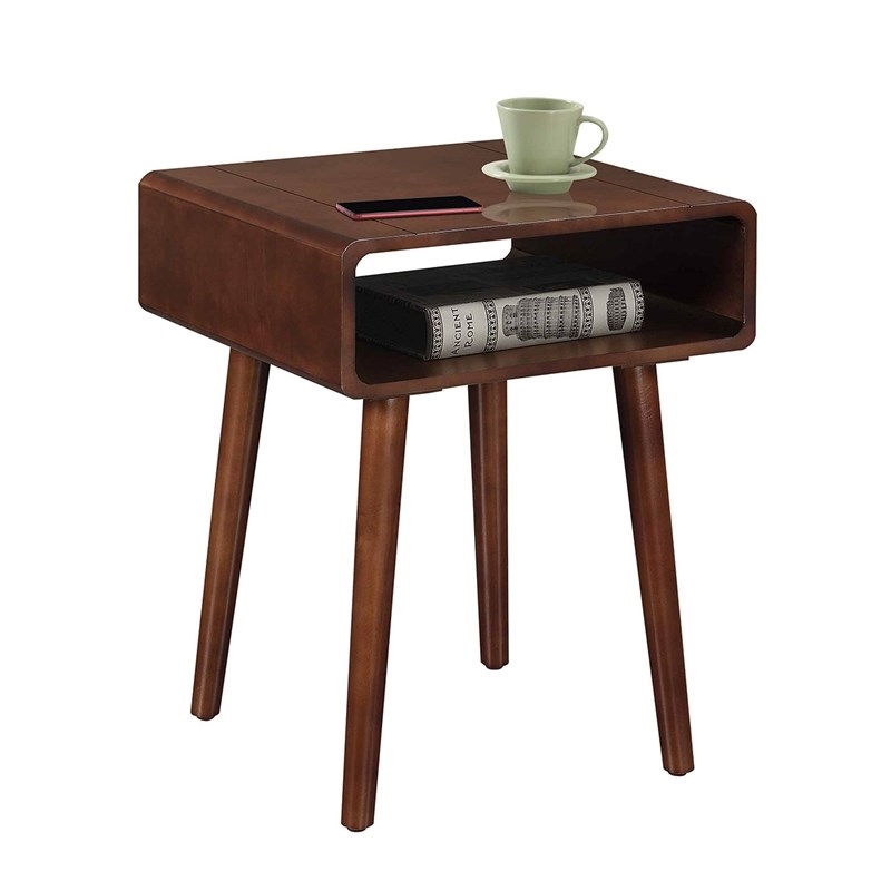 Home Square 2 Piece Mid Century Wood End Table Set in Espresso