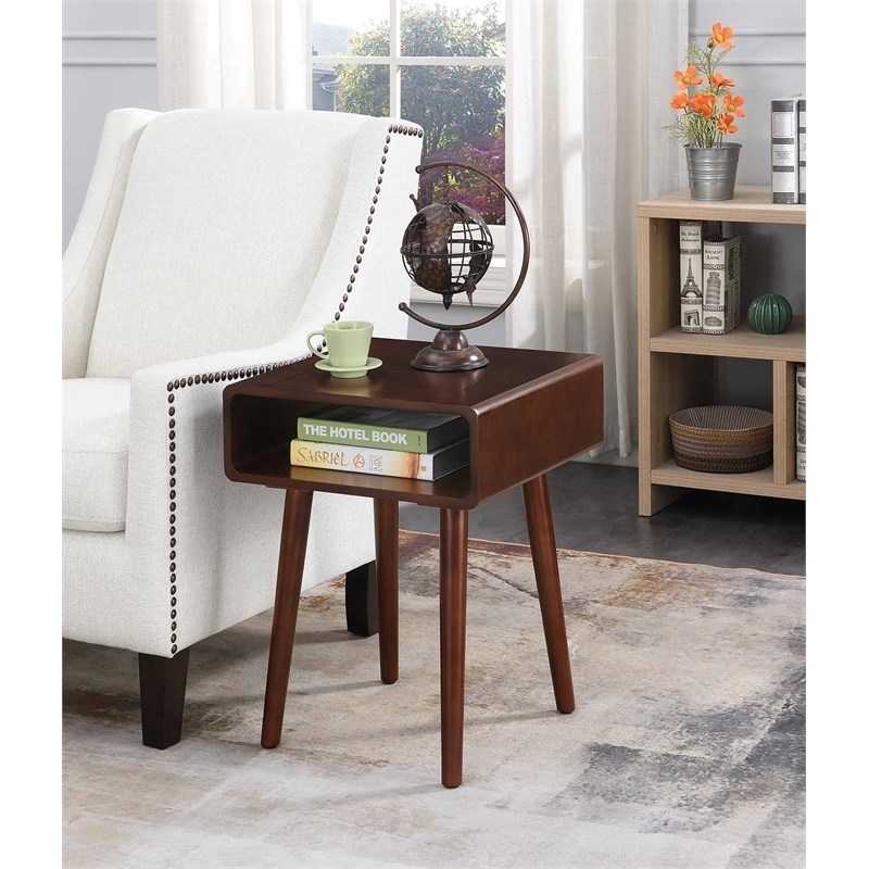 Home Square 2 Piece Mid Century Wood End Table Set in Espresso