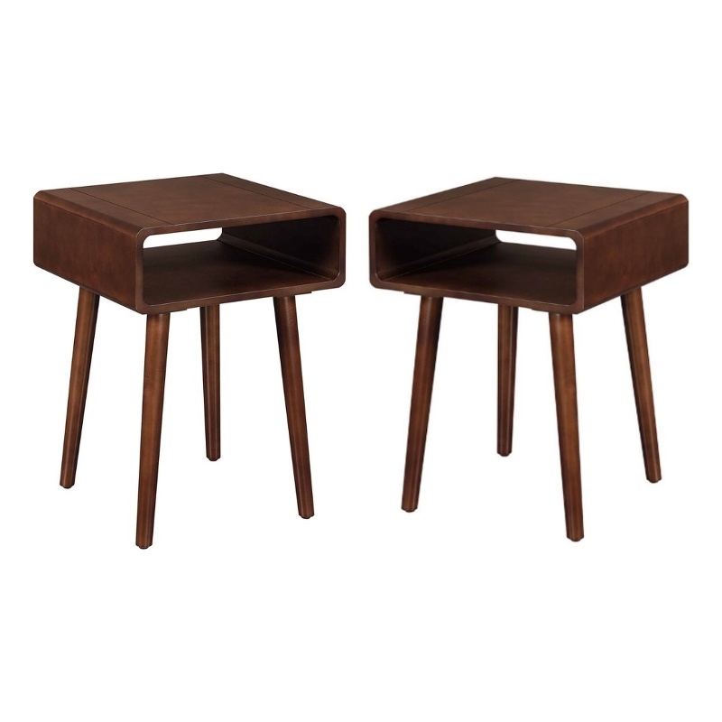Home Square 2 Piece Mid Century Wood End Table Set in Espresso