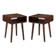 Home Square 2 Piece Mid Century Wood End Table Set in Espresso