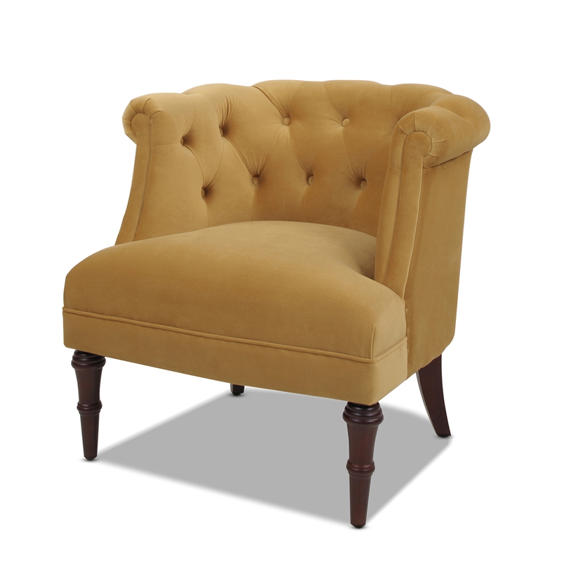 Home Square 2 Piece Tufted Upholstered Fabric Accent Chair Set in Gold