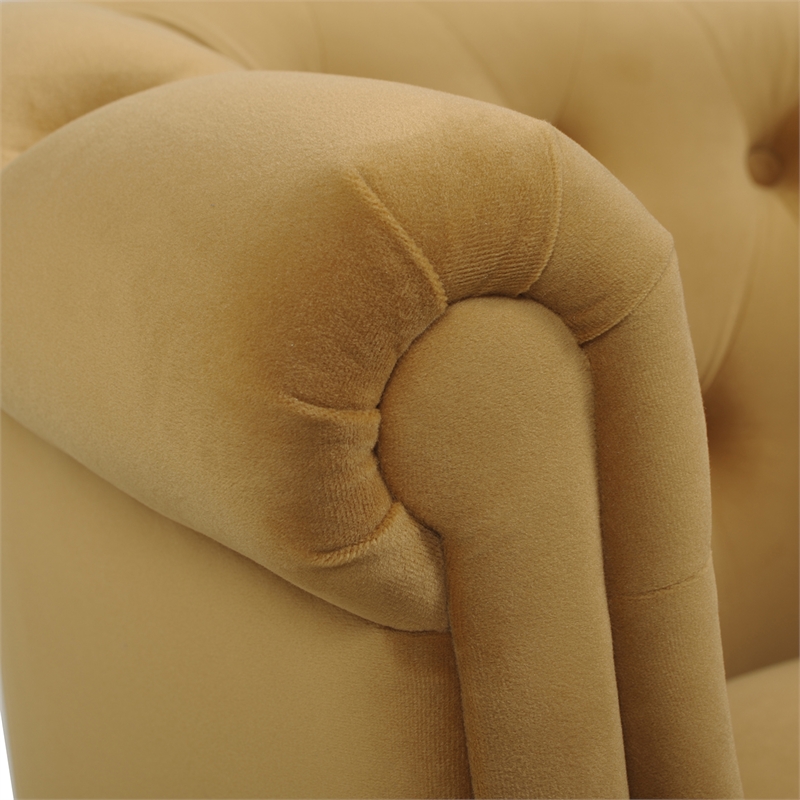 Home Square 2 Piece Tufted Upholstered Fabric Accent Chair Set in Gold