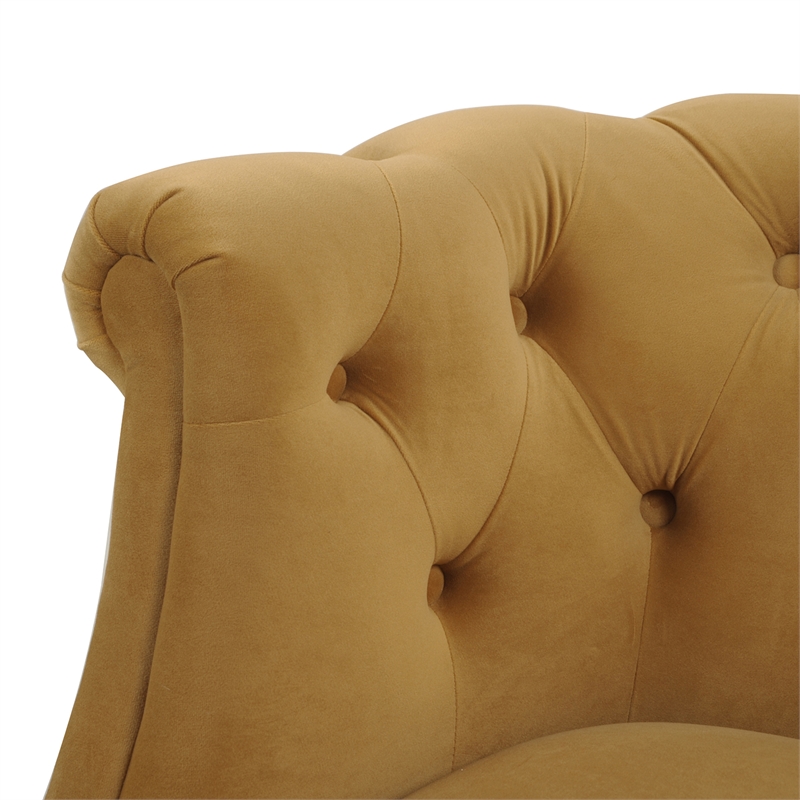 Home Square 2 Piece Tufted Upholstered Fabric Accent Chair Set in Gold