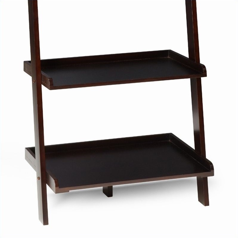 Home Square 2 Piece Ladder Modern Wood Bookshelf Set in Espresso