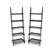 Home Square 2 Piece Ladder Wood Bookshelf Set in Black Finish