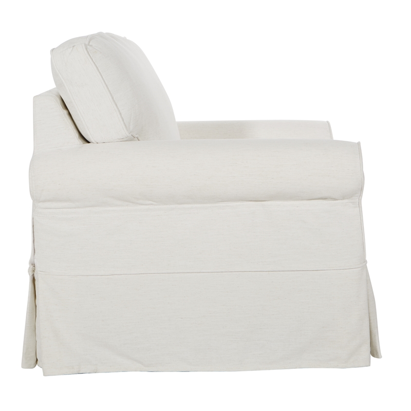Home Square 2 Piece Slip Cover Fabric Accent Chair Set in Ivory Beige