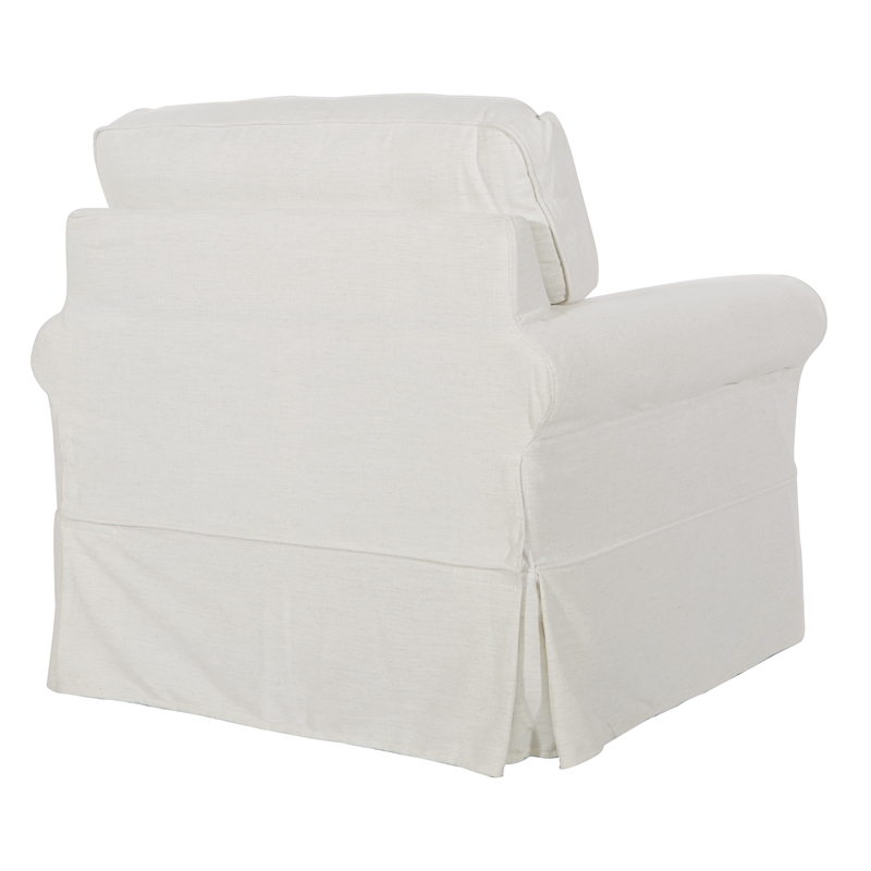 Home Square 2 Piece Slip Cover Fabric Accent Chair Set in Ivory Beige