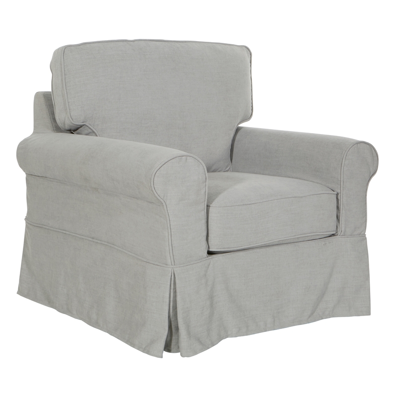 Home Square 2 Piece Slip Cover Fabric Accent Chair Set in Fog Gray