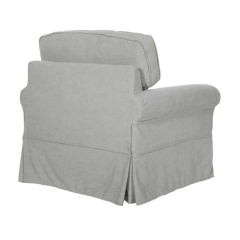 Home Square 2 Piece Slip Cover Fabric Accent Chair Set in Fog Gray