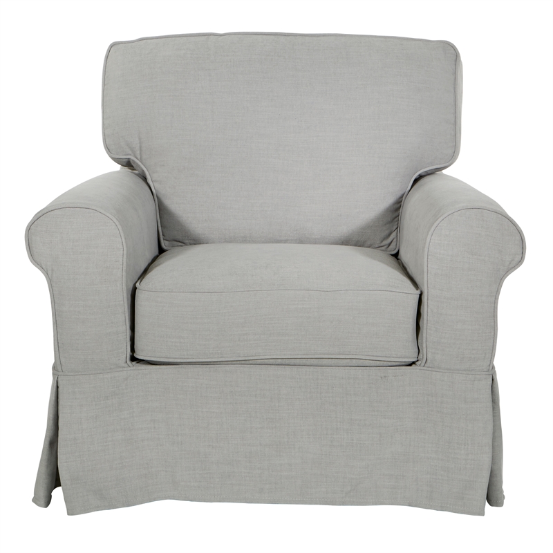 Home Square 2 Piece Slip Cover Fabric Accent Chair Set in Fog Gray