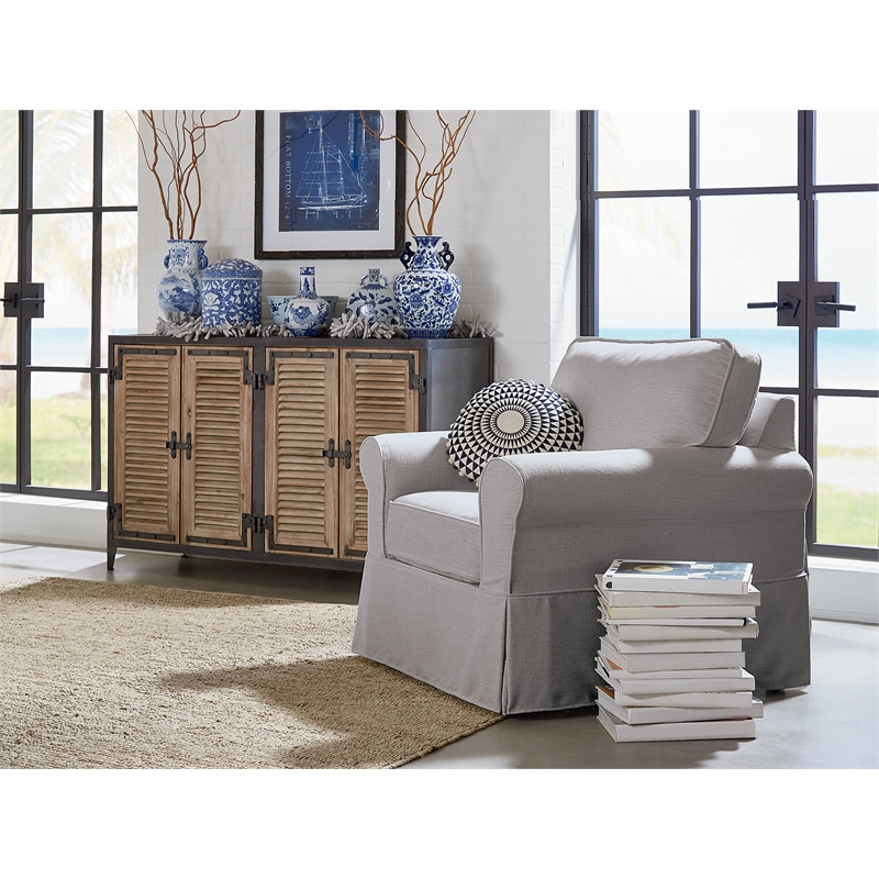 Home Square 2 Piece Slip Cover Fabric Accent Chair Set in Fog Gray