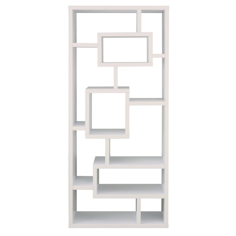 Furniture of America Hazo Modern Wood Open Bookcase in White Set of 2