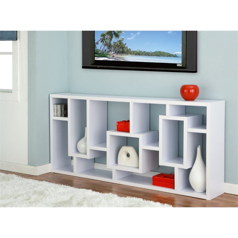 Furniture of America Hazo Modern Wood Open Bookcase in White Set of 2