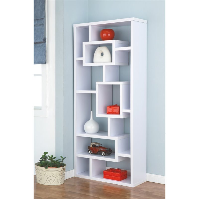 Furniture of America Hazo Modern Wood Open Bookcase in White Set of 2