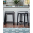 Home Square 2 Piece PU Upholstery Wood Counter Stool Set in Gray
